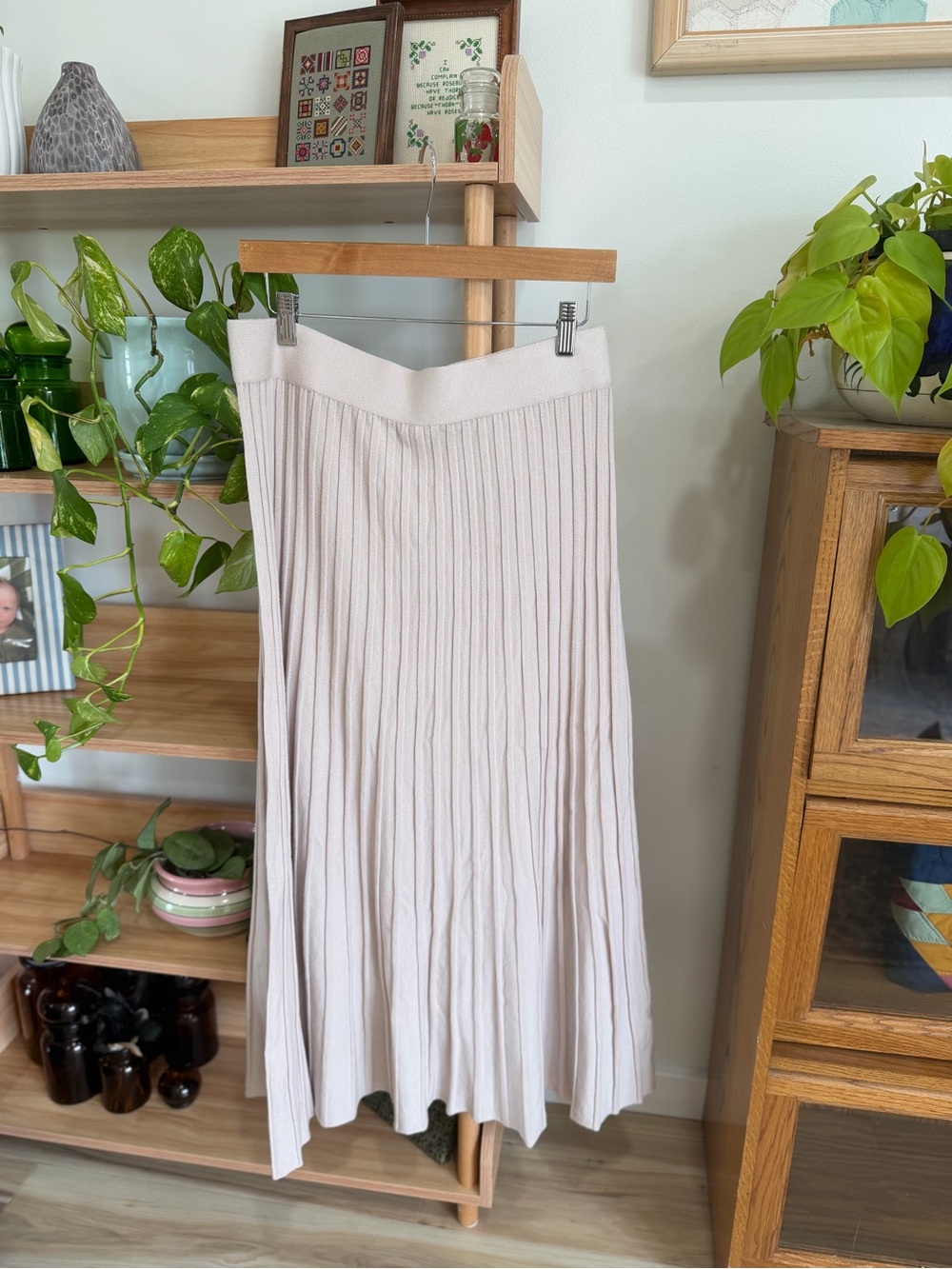 Milano Cream Knit Maxi Skirt XL